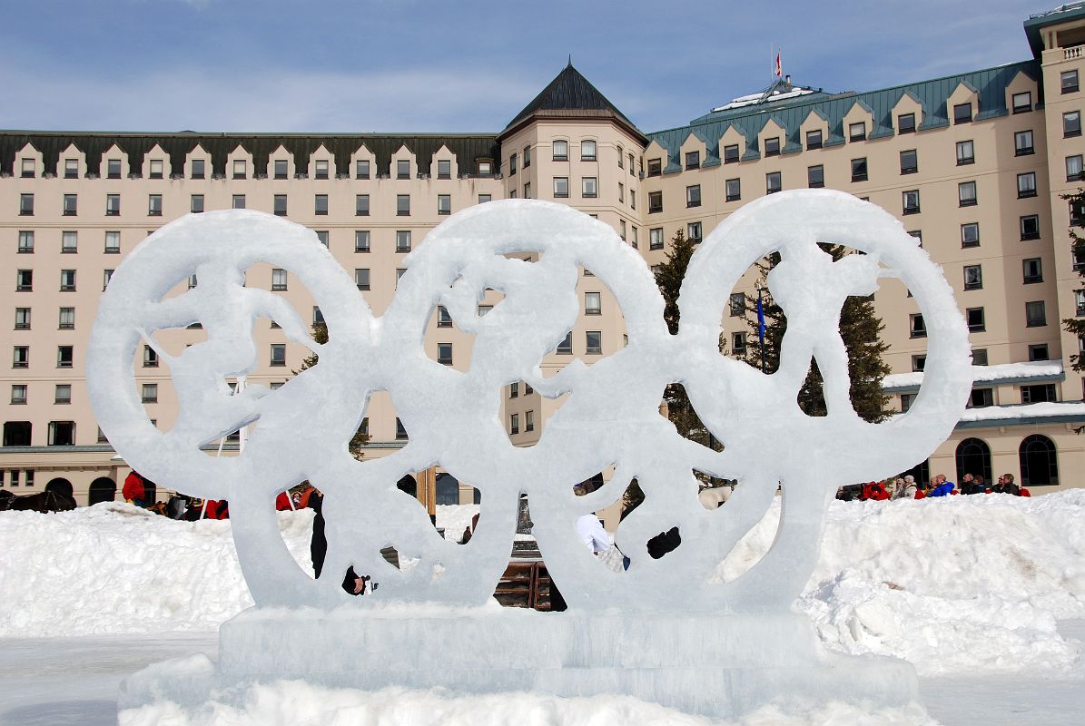 24B Olympic Rings Ice Sculpture With Chateau Lake Louise In Winter